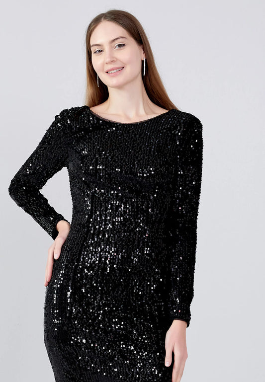 Long Sleeve Maxi Sequin Mermaid Regular Prom Dress Unit Price: $32.00