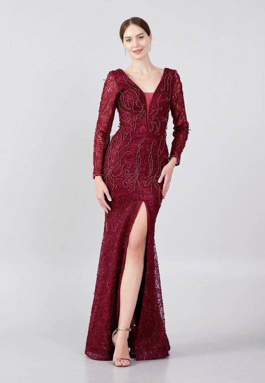 Long Sleeve Maxi Lace Mermaid Regular Prom Dress Unit Price: $40