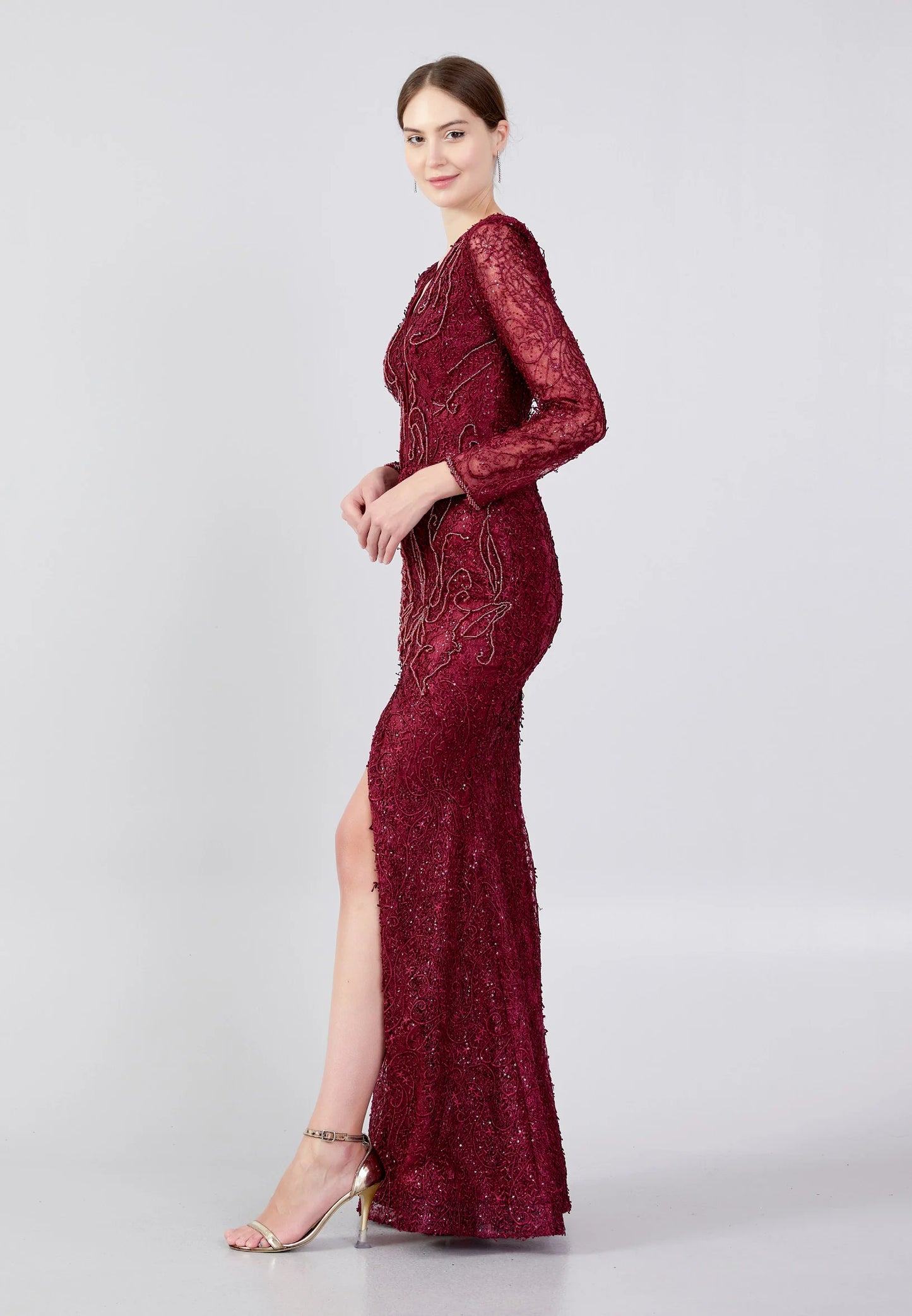Long Sleeve Maxi Lace Mermaid Regular Prom Dress Unit Price: $40