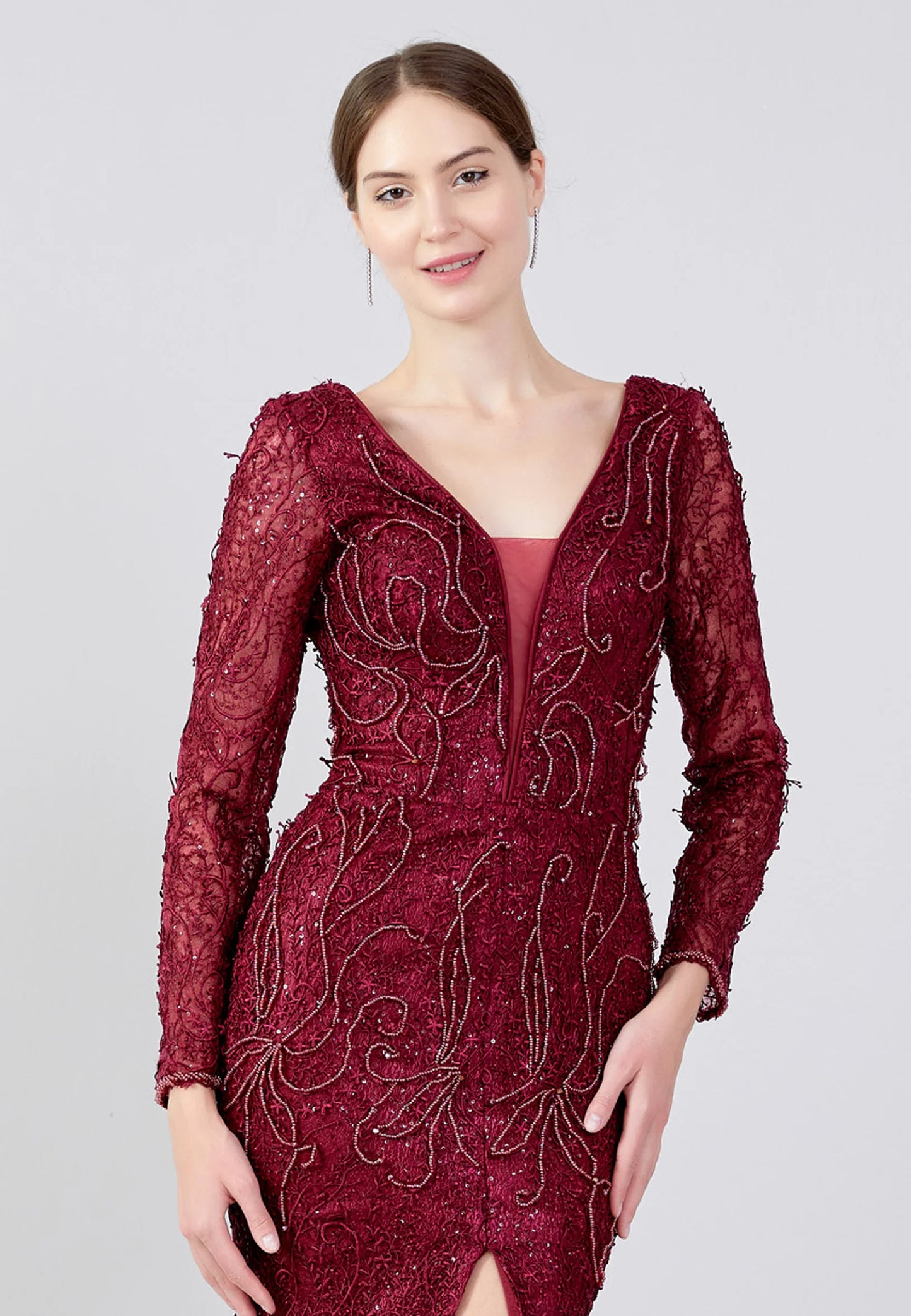 Long Sleeve Maxi Lace Mermaid Regular Prom Dress Unit Price: $40