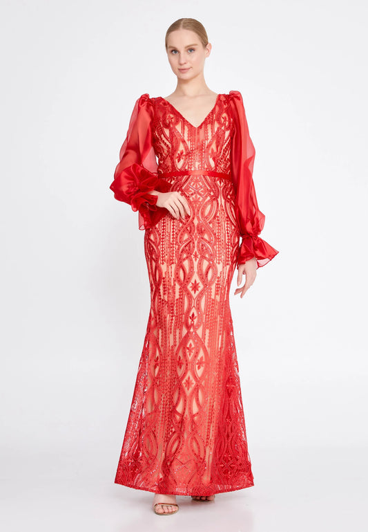 Long Sleeve Maxi Lace Mermaid Regular Evening Dress Unit Price: $40