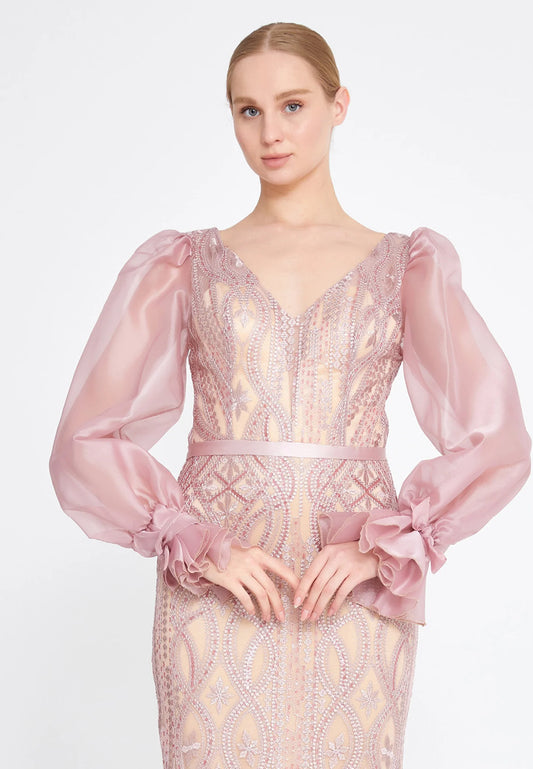 Long Sleeve Maxi Lace Mermaid Regular Evening Dress Unit Price: $40