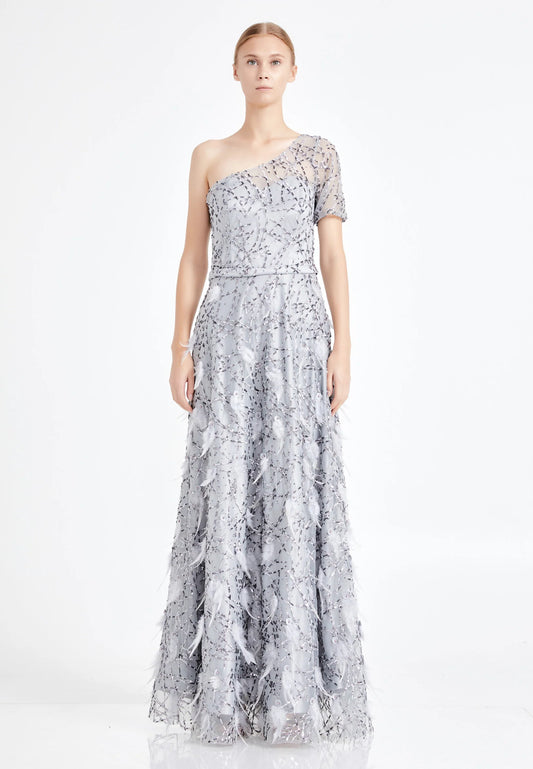 One Shoulder Maxi Sequin A - Line Regular Prom Dress Unit Price: $40