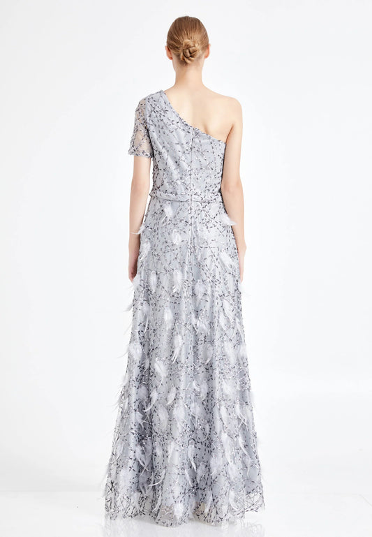 One Shoulder Maxi Sequin A - Line Regular Prom Dress Unit Price: $40
