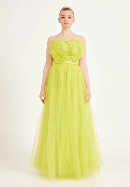 Strapless Maxi Tulle A - Line Regular Prom Dress Unit Price: $40