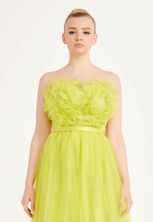 Strapless Maxi Tulle A - Line Regular Prom Dress Unit Price: $40