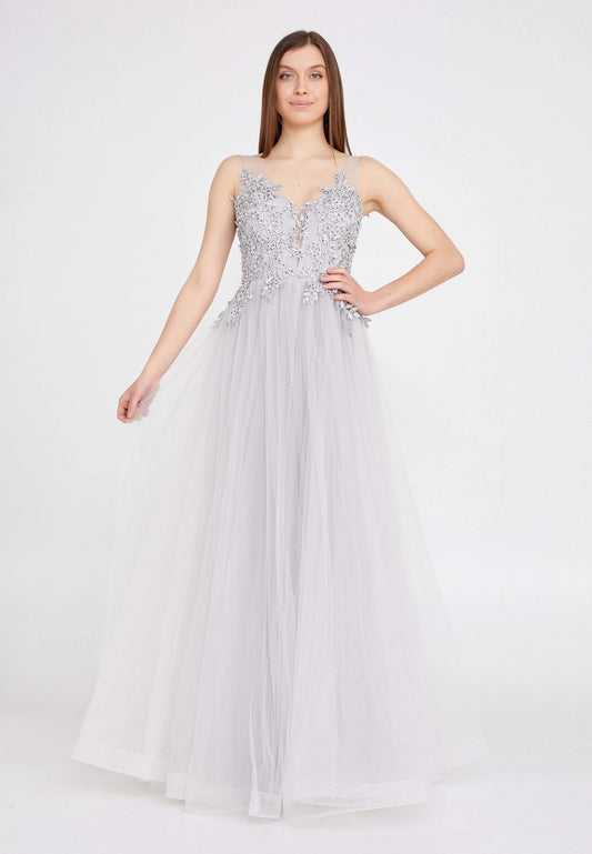 Sleeveless Maxi Tulle A - Line Regular Prom Dress Unit Price: $62