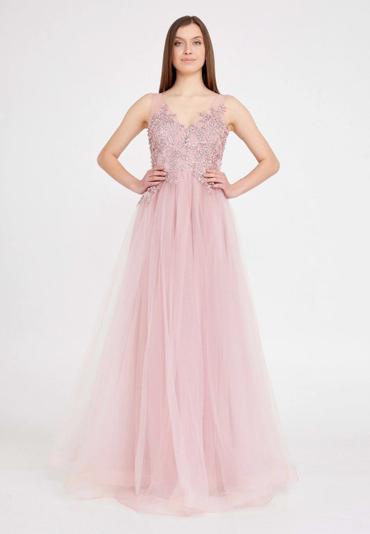 Sleeveless Maxi Tulle A - Line Regular Prom Dress Unit Price: $63