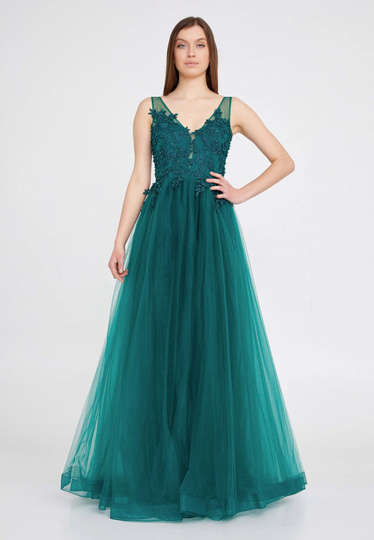 Sleeveless Maxi Tulle A - Line Regular Prom Dress Unit Price: $63