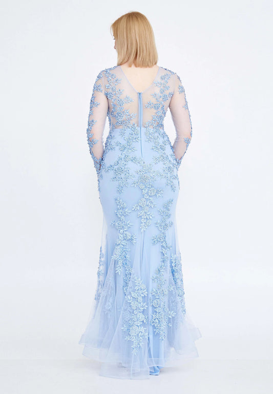 Long Sleeve Maxi Tulle Mermaid Plus Size Wedding Guest Dress Unit Price: $49