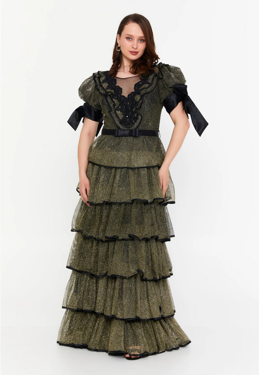 Short Sleeve Maxi Lace A - Line Plus Size Prom Dress Unit Price: $85