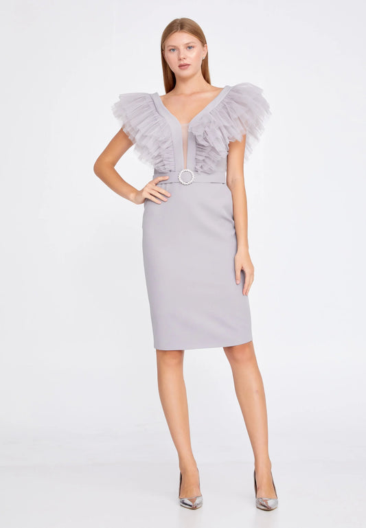 Sleeveless Mini Crepe Column Regular Wedding Guest Dress Unit Price: $35