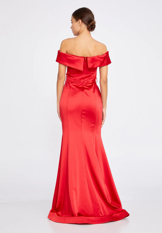Off Shoulder Maxi Satin Mermaid Regular Wedding Guest Dress Unit Price: $37