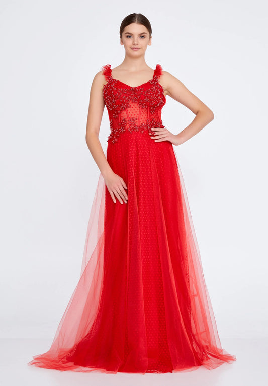 Sleeveless Maxi Tulle A - Line Regular Prom Dress Unit Price: $40