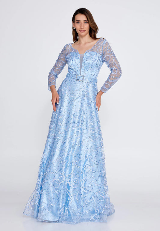 Long Sleeve Maxi Tulle Mermaid Regular Prom Dress Unit Price: $68