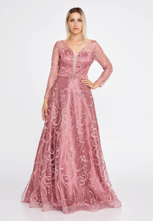 Long Sleeve Maxi Tulle Mermaid Regular Prom Dress Unit Price: $68