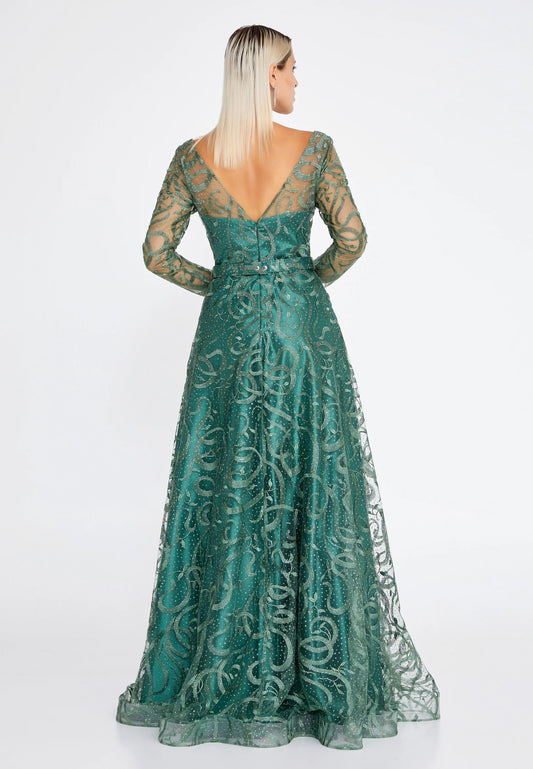 Long Sleeve Maxi Tulle Mermaid Regular Prom Dress Unit Price: $68