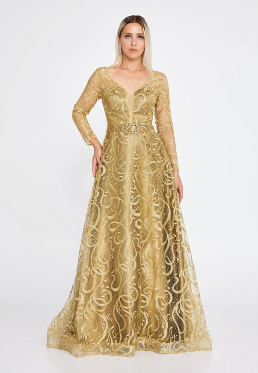 Long Sleeve Maxi Tulle Mermaid Regular Prom Dress Unit Price: $68