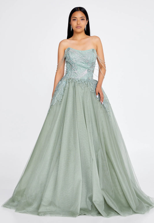 Off Shoulder Maxi Tulle A - Line Regular Prom Dress Unit Price: $118
