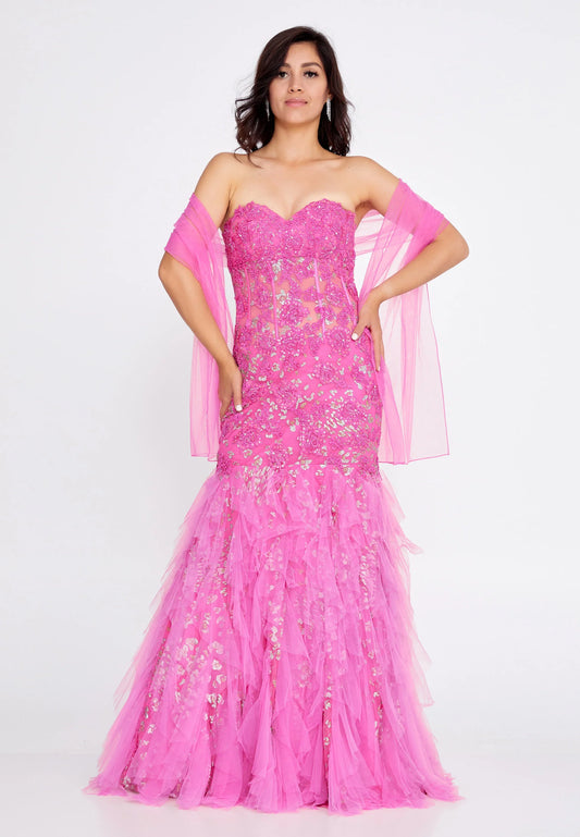 Sleeveless Maxi Tulle Mermaid Regular Prom Dress Unit Price: $115