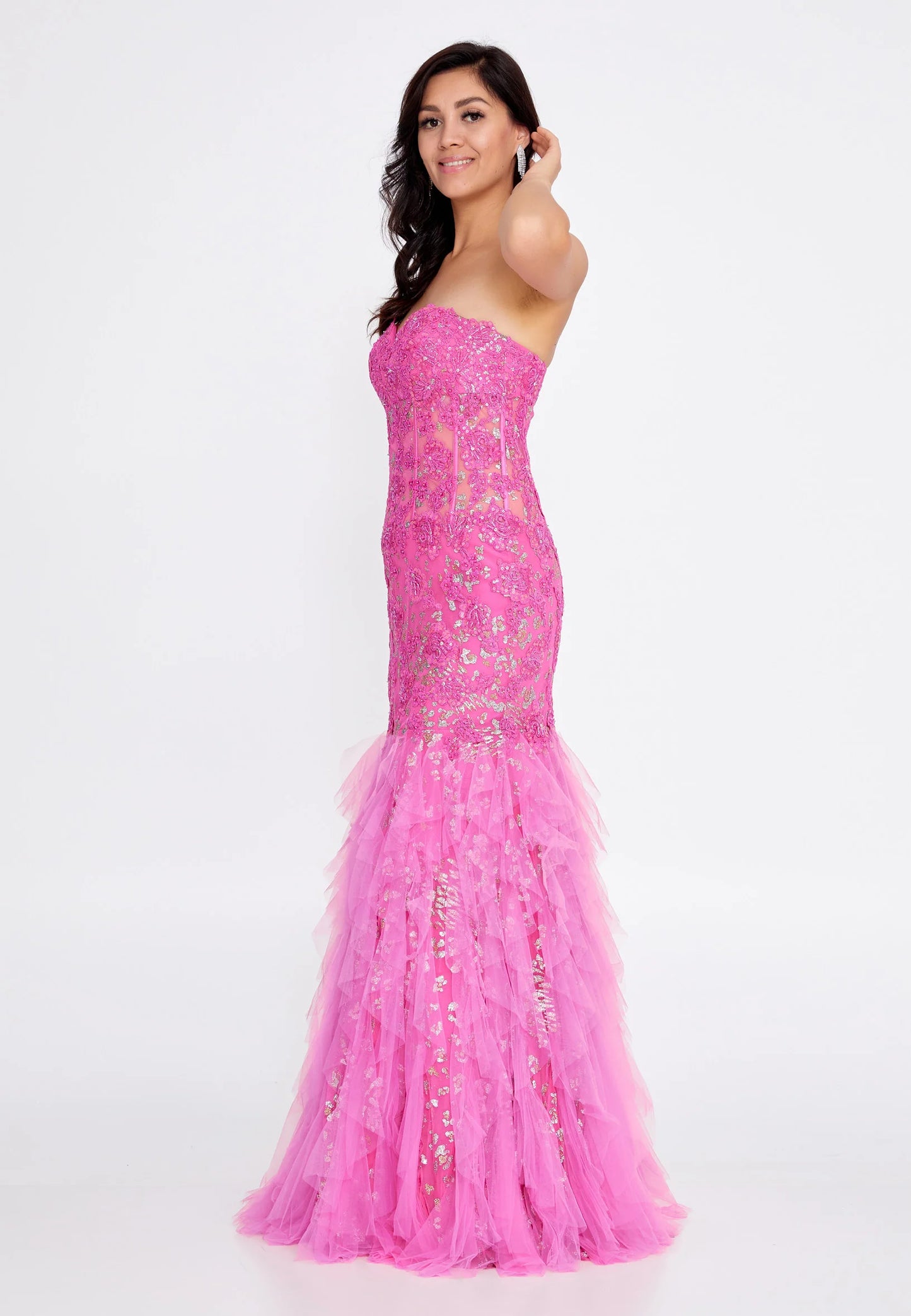 Sleeveless Maxi Tulle Mermaid Regular Prom Dress Unit Price: $115