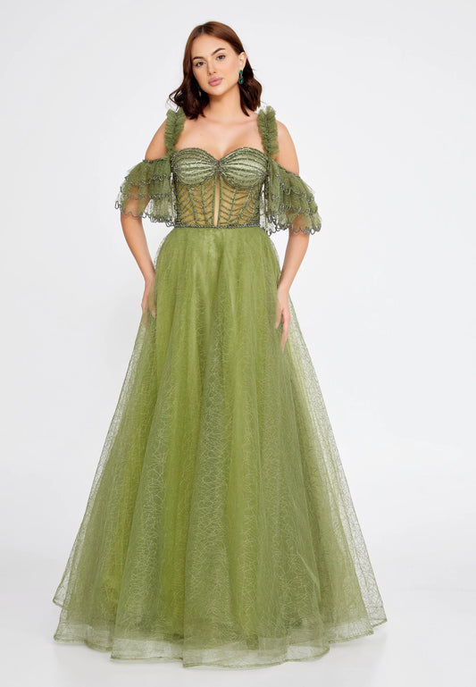Off Shoulder Maxi Tulle A - Line Regular Prom Dress Unit Price: $135