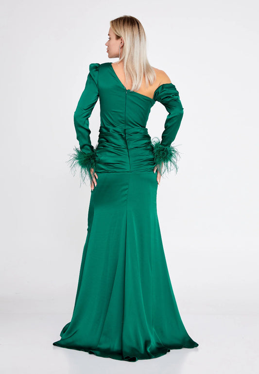 Long Sleeve Maxi Satin Mermaid Regular Wedding Guest Dress Unit Price: $60