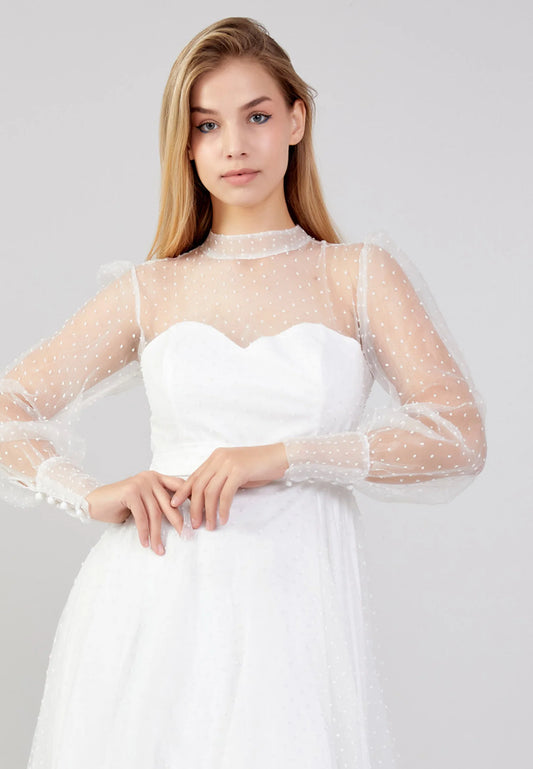Long Sleeve Maxi Tulle Column Plus Size Wedding Guest Dress Unit Price: $28.00