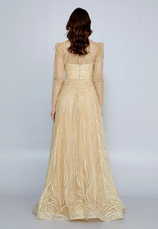 Long Sleeve Maxi Tulle A - Line Regular Prom Dress Unit Price: $48