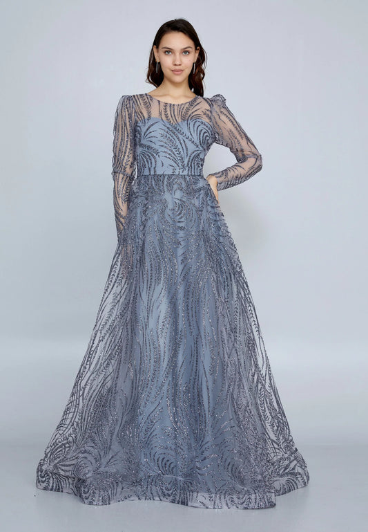 Long Sleeve Maxi Tulle A - Line Regular Prom Dress Unit Price: $48