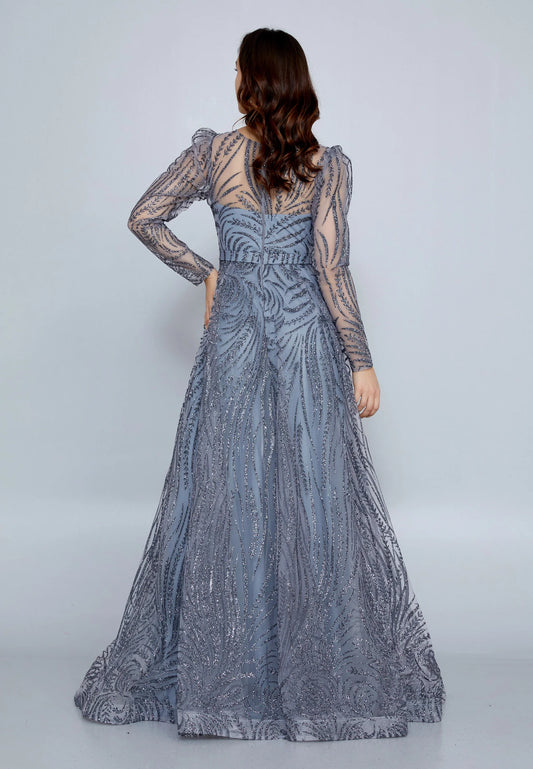 Long Sleeve Maxi Tulle A - Line Regular Prom Dress Unit Price: $48