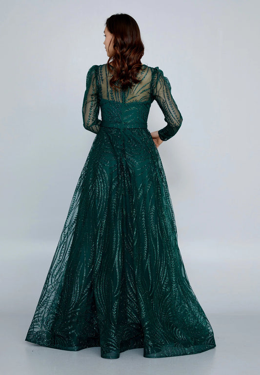 Long Sleeve Maxi Tulle A - Line Regular Prom Dress Unit Price: $48