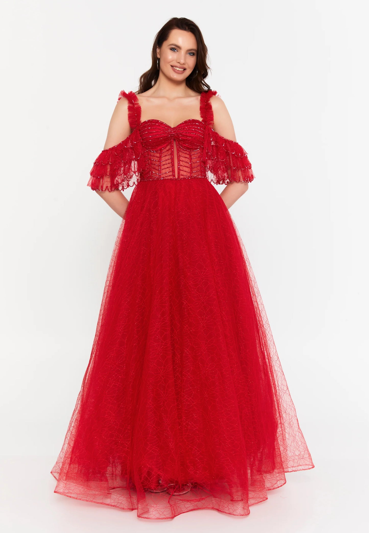 Off Shoulder Maxi Tulle A - Line Regular Prom Dress Unit Price: $135