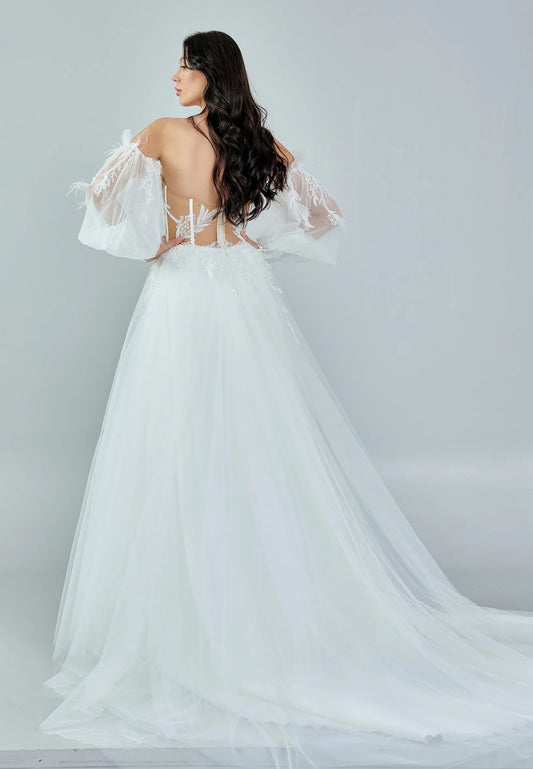 Off Shoulder Maxi Tulle Regular Wedding Dress Unit Price: $475