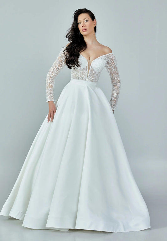 Long Sleeve Maxi Satin Regular Wedding Dress $530