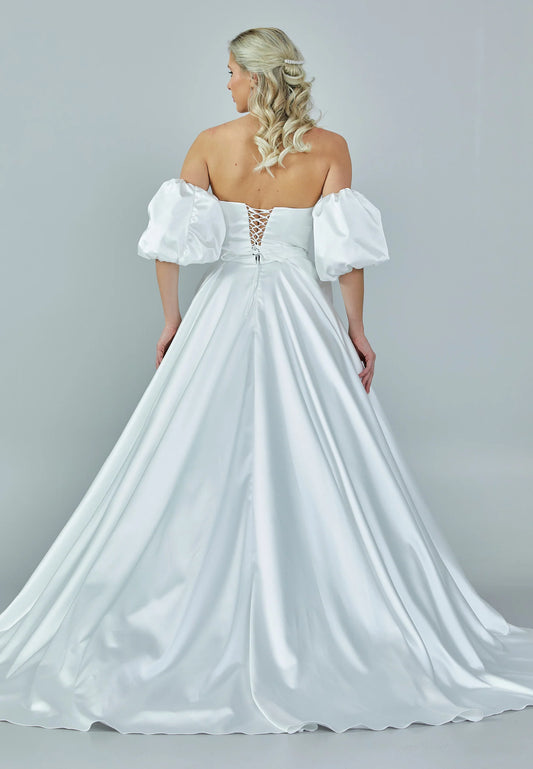 Off Shoulder Maxi Satin Regular Wedding Dress Unit Price: $545