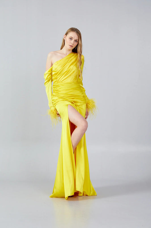 Long Sleeve Maxi Satin Mermaid Regular Wedding Guest Dress Unit Price: $60
