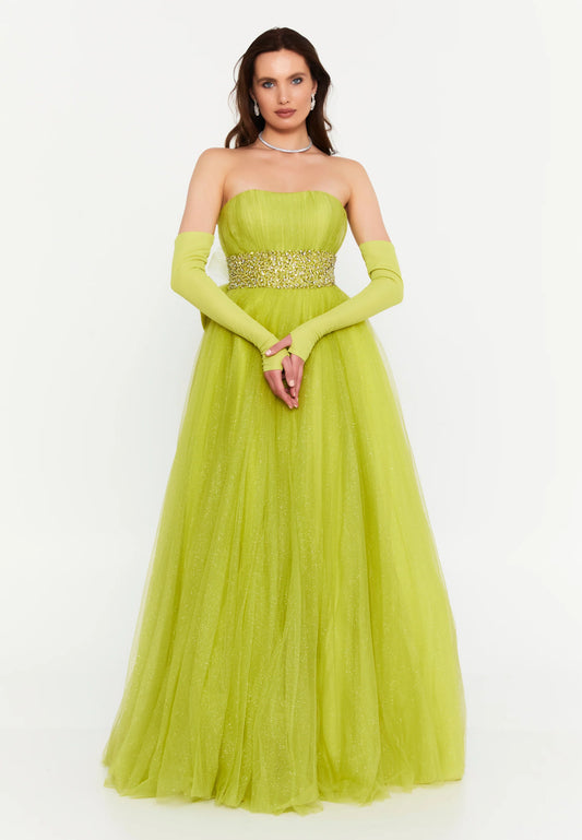 Off Shoulder Maxi Tulle A - Line Regular Prom Dress Unit Price: $95