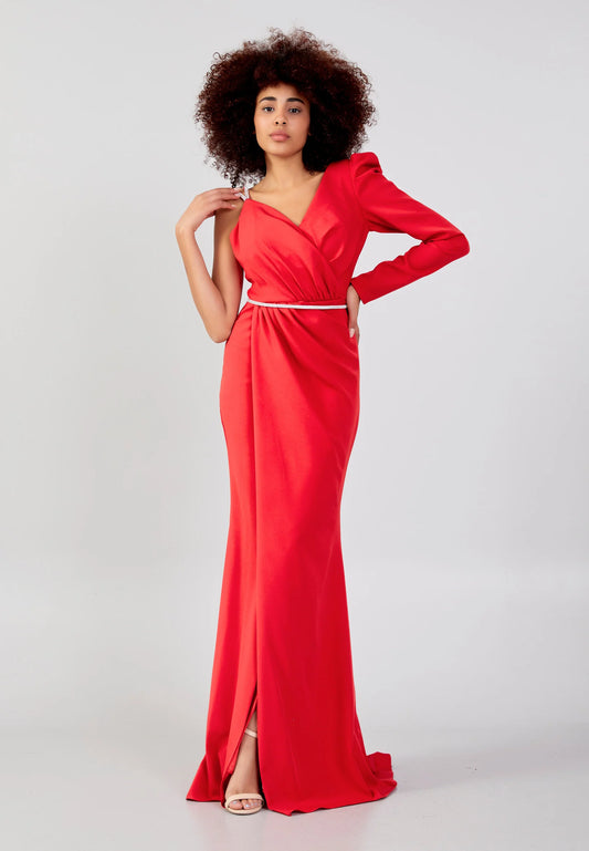 Long Sleeve Maxi Crepe Mermaid Regular Wedding Guest Dress Unit Price: $40
