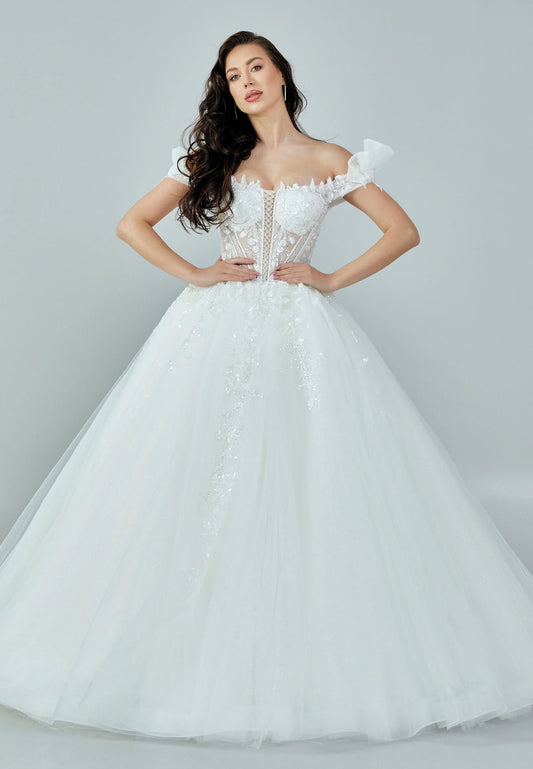 Off Shoulder Maxi Tulle Regular Wedding Dress Unit Price: $495