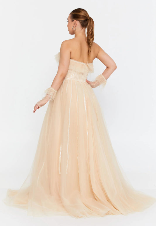 Off Shoulder Maxi Tulle A - Line Regular Prom Dress Unit Price: $90