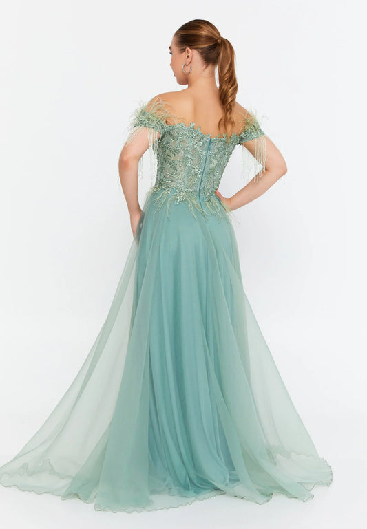 Sleeveless Maxi Tulle A - Line Regular Prom Dress Unit Price: $95