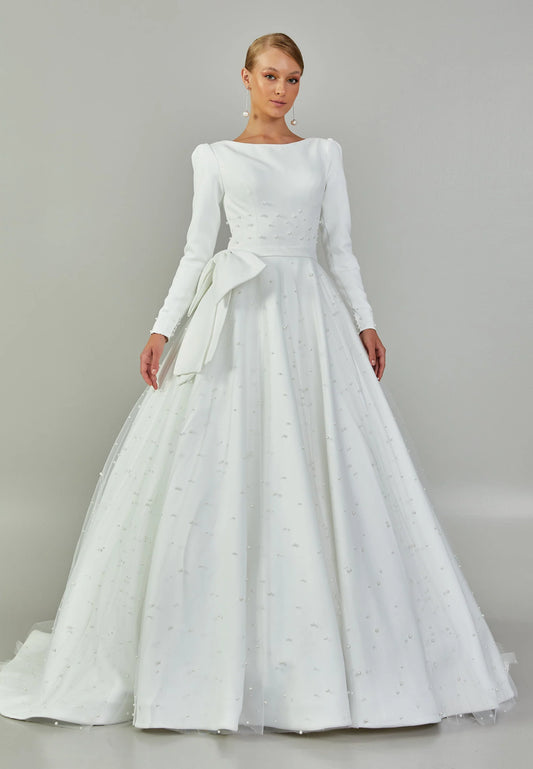 Long Sleeve Maxi Tulle Regular Wedding Dress $595