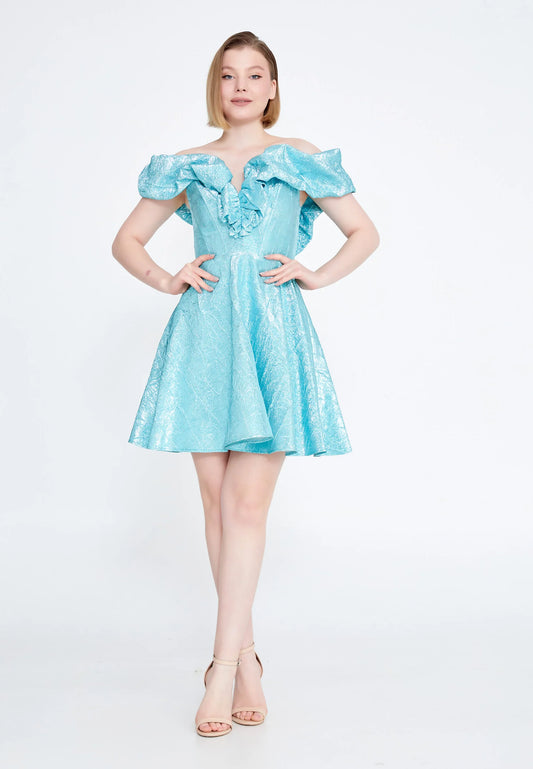 Off Shoulder Mini Polyester A - Line Regular Prom Dress Unit Price: $25