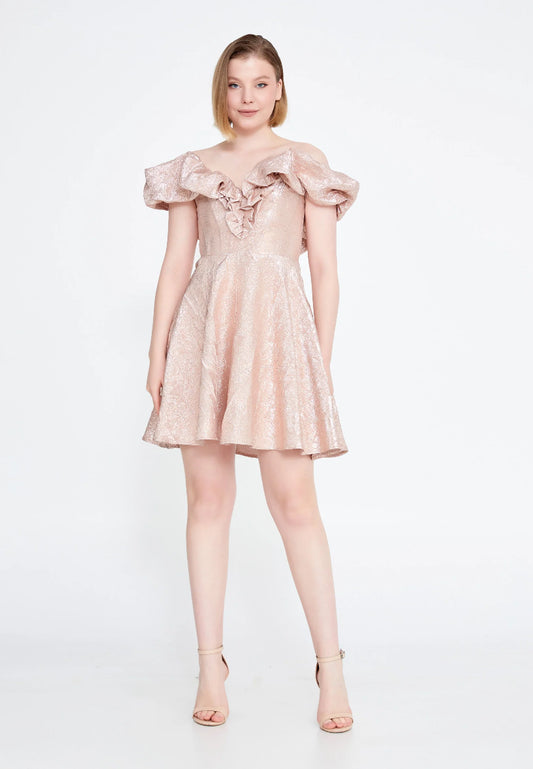 Off Shoulder Mini Polyester A - Line Regular Prom Dress Unit Price: $25