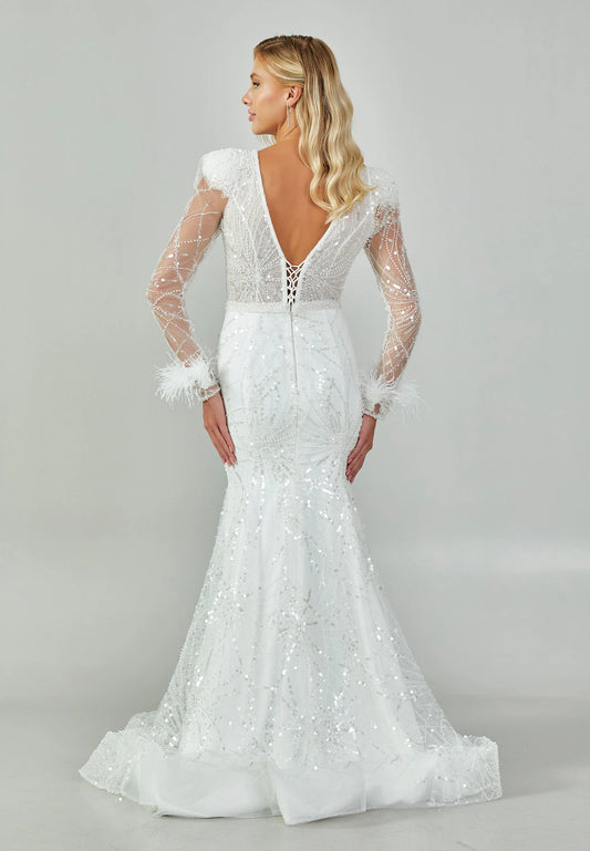 Long Sleeve Maxi Sequin Regular Wedding Dress Unit Price: $500