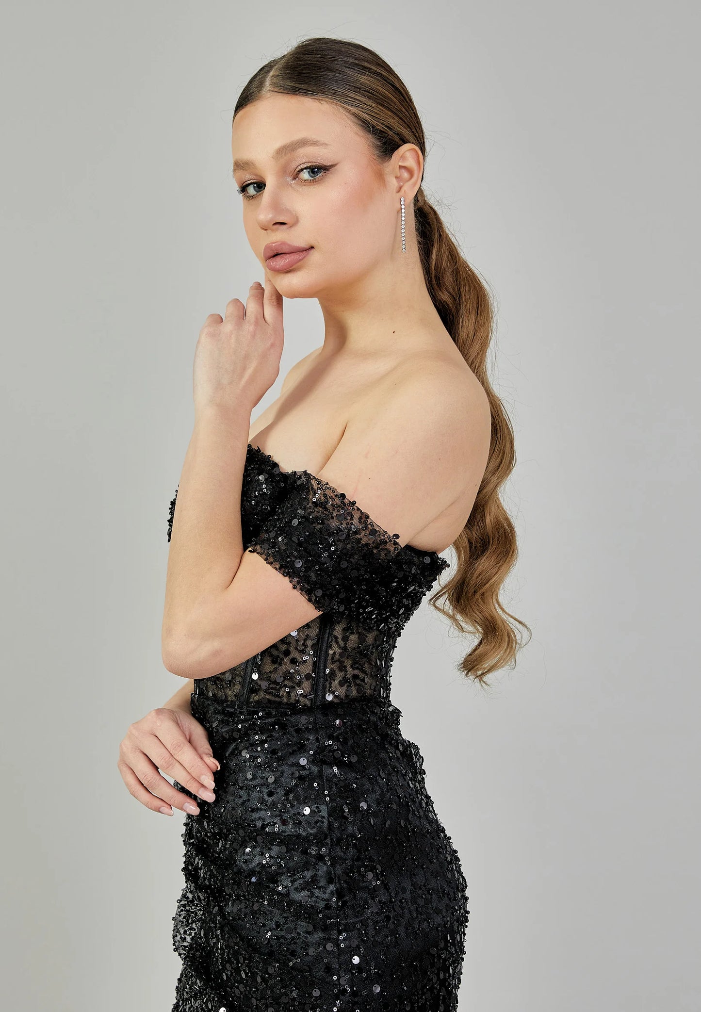 Off Shoulder Maxi Sequin Regular Engagement Dress Unit Price: $135