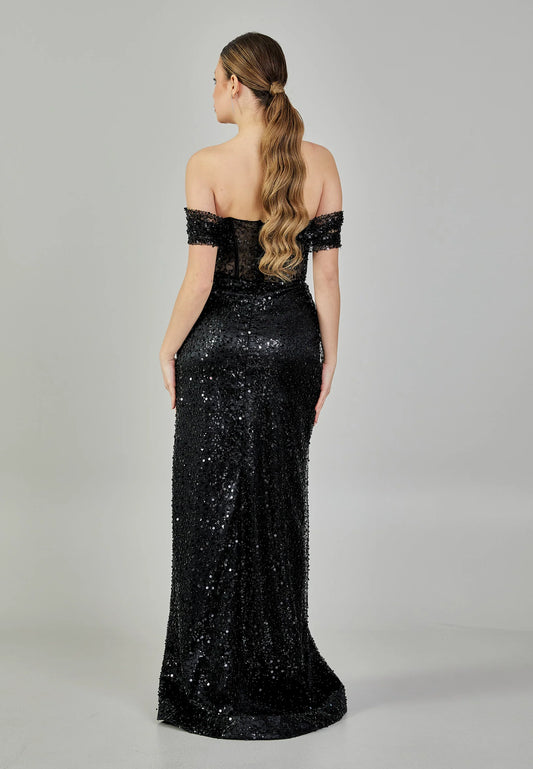 Off Shoulder Maxi Sequin Regular Engagement Dress Unit Price: $135
