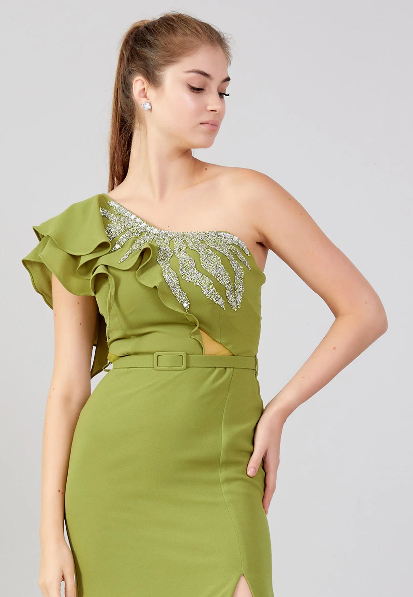 One Shoulder Maxi Crepe Column Regular Wedding Guest Dress Unit Price: $48