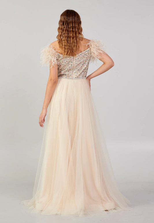 Off Shoulder Maxi Tulle Column Regular Wedding Guest Dress Unit Price: $74